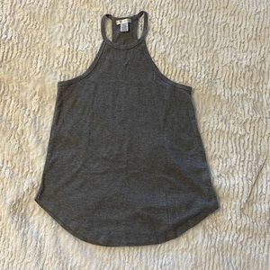 Gray ribbed flowy halter top